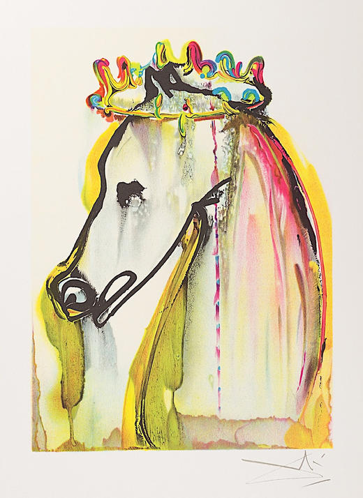 独角鹿西洋古董1983年代法国Armand & Georges Israel出版西班牙超现实主义大师萨尔瓦多·达利签名创作限量彩色石版画《马》 商品图2