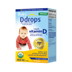 【每日一滴促进钙吸收】美国 Baby Ddrops 婴儿维生素D3滴剂 蓝色款2.5ml/紫色款2.8ml/成人款5ml
