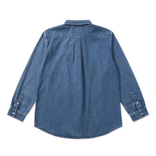 中性款合身刺绣牛仔长袖衬衫la 商品图1