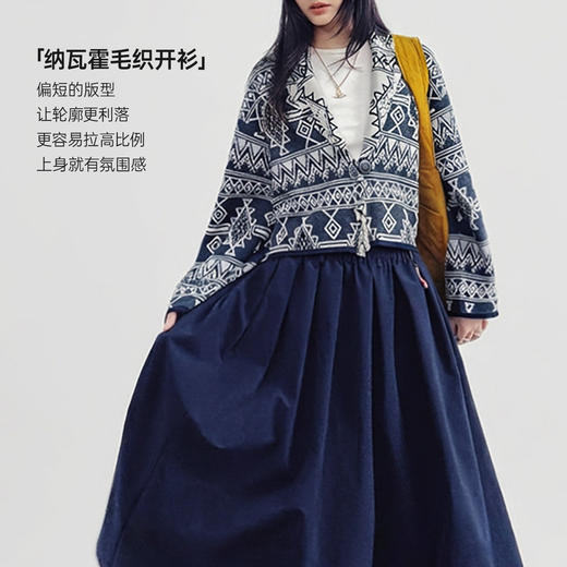 马登复古纳瓦霍西装翻V领老钱风提花针织毛衣开衫薄短款外套女春 商品图1