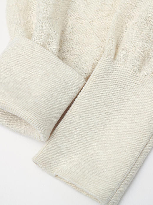 黑色半高领后背纽扣针织衫 镂空纹理修身显瘦长袖打底衫 秋冬通勤温柔气质内搭上衣 商品图5