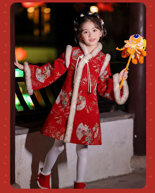 苏城纪【祺安】2025冬季新款儿童国风公主裙拜年服：女童新年战袍已就位！谁能拒绝这么可爱的女儿拜年呢～ 商品图1