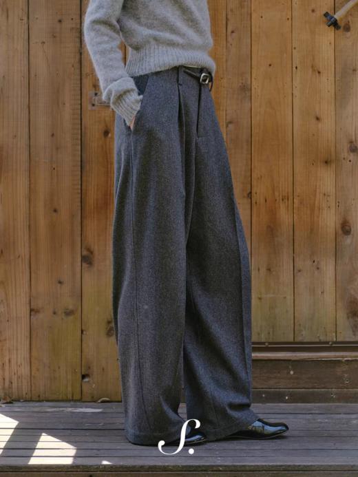 shyshystill/shy202510030/重磅100%绵羊毛厚实柔软质感长裤 商品图0