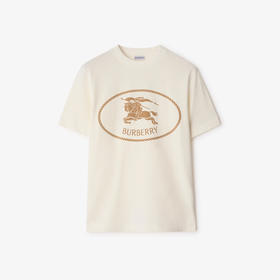BURBERRY 巴宝莉 男士马术骑士徽章印花棉质圆领短袖T恤 白色 8110112  B7078