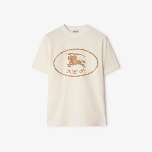 BURBERRY 巴宝莉 男士马术骑士徽章印花棉质圆领短袖T恤 白色 8110112  B7078 商品图0