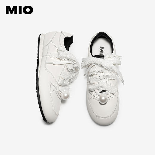MIO米奥蕾丝德训鞋2026春季新款薄底珍珠单鞋运动鞋芭蕾皮鞋女鞋M261572707 商品图3