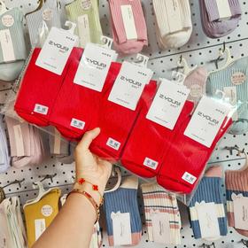 羊毛袜本命年红色袜子女秋冬保暖中筒袜新年结婚一对情侣马年长袜