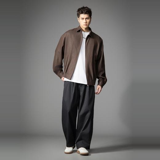 PINLI品立2026春季新款男士潮牌宽松翻领落肩袖纯色茄克外套上衣GD262104007 商品图4