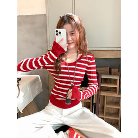 <曾小咸推荐>3.15现货秒杀 ！微信超特价！韩系条纹修身针织衫 日常149.99 立减80 秒杀69.99！！