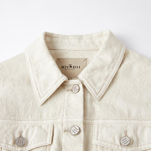 谜底牛仔外套长袖2026春季新品浮雕提花刺绣毛感流苏女261MW0200 商品图3