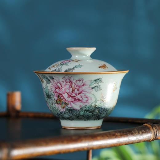 问鼎鼎峰系列天青酌泉二才盖碗（牡丹） 商品图0