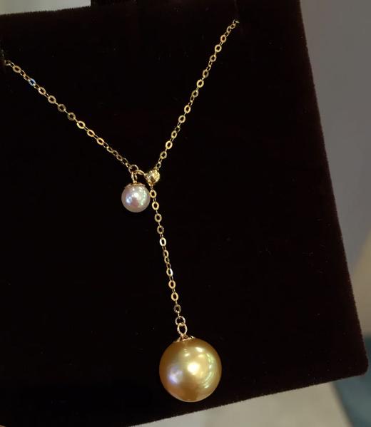 【新年优惠特价】18k金镶南洋金珍珠/AKOYA珍珠项链 4.5/9mm 圆 商品图0