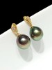 【私席真珠·新年盛宴】18K金镶钻黑珍珠耳钉，11-12mm珠 商品缩略图1