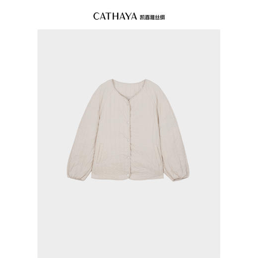 凯喜雅 竖条蚕丝填充棉袄外套 商品图5