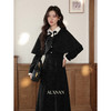 鹿向南「千金可露丽」黑色假两件连衣裙时尚套装秋季新款两件套女 商品缩略图3