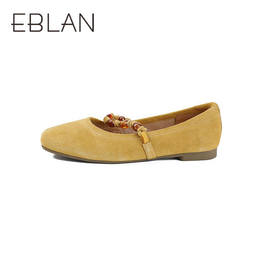 【上新】伊伴2026春季波嬉风串珠玛丽珍牛绒平底单鞋B26129701 商品图1