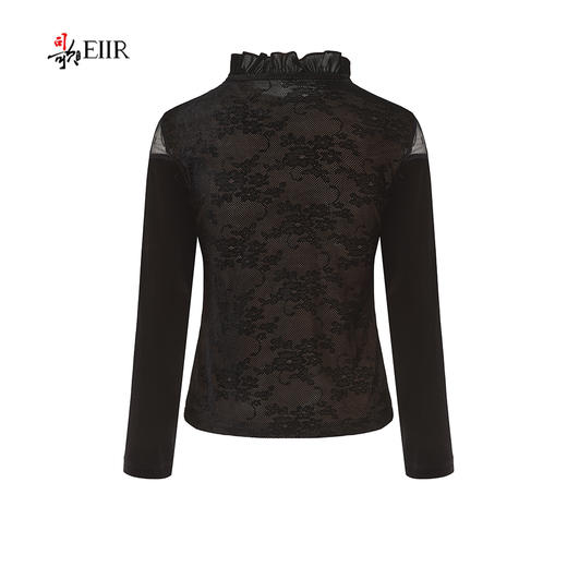 司歌丝绒提花立领长袖衫女打底衫弹力显瘦ET901349X 商品图4