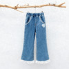 迪士尼（Disney）童装女童牛仔长裤甜美蕾丝花边蓝色休闲外出牛仔长裤2026春季新款ZD1FK011 商品缩略图5