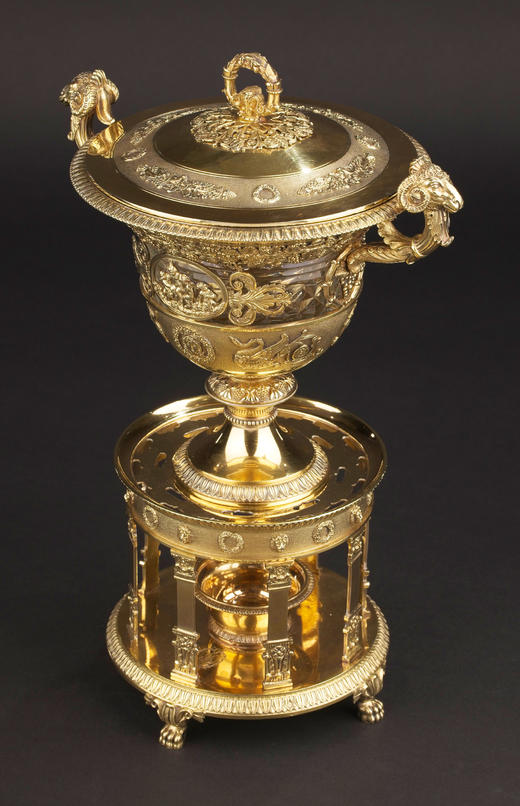 独角鹿西洋古董19世纪法国Martin Guillaume Biennais & Charles Cahier联合签名出品帝政风格古典神话主题银鎏金精雕糖果/冰淇淋樽套件 商品图3