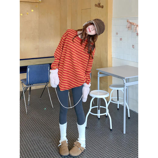 <曾小咸推荐>2.28现货秒杀！微信超特价！宽松慵懒风复古条纹针织长袖T 日常169.99 立减90 秒杀79.99！ 商品图2