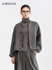 【商场同款】阿菁娜冬季新款设计感宽松夹克格雷色落肩短款橡根袖口四合扣裁缝解构风外套A30Q206008 商品缩略图1