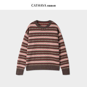 凯喜雅 圆领条纹套头毛衫