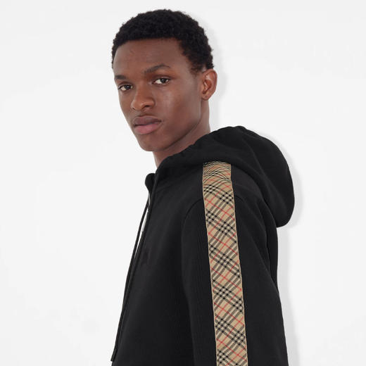 BURBERRY 巴宝莉 男士马术骑士徽标刺绣格纹装饰棉质拉链连帽卫衣 黑色 8110790 A1189 商品图2