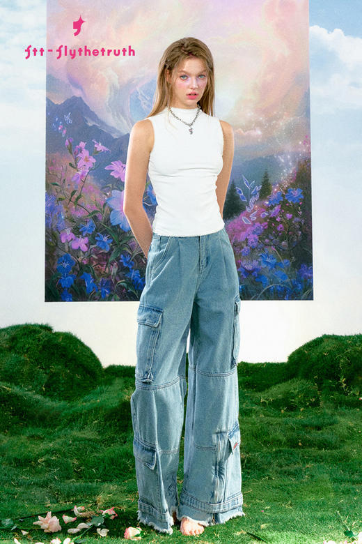 FTT FlyTheTruth  包裹 珍珠边无袖针织背心女夏外穿韩系辣妹上衣 商品图5