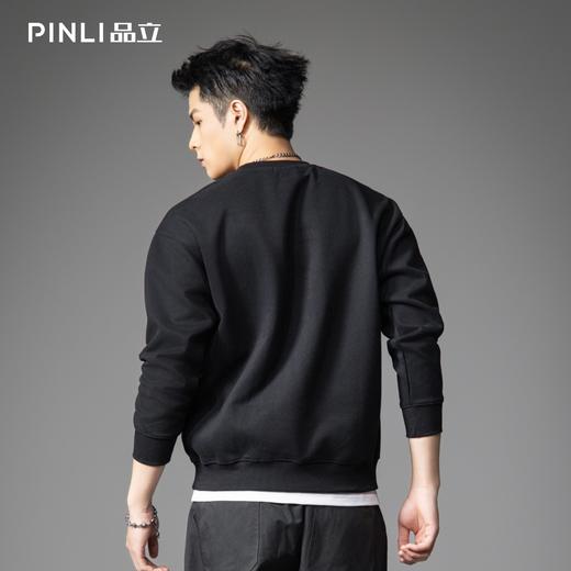 PINLI品立2026春季新款男士立体字母胶浆印花圆领套头卫衣上衣潮BG262109001 商品图1