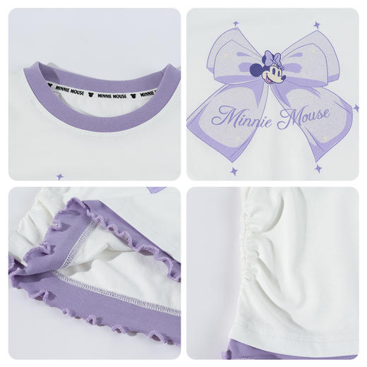 迪士尼（Disney）女童长袖T恤甜美时尚休闲运动撞色蝴蝶结花边2026春季新款上衣ZD1FS032 商品图3