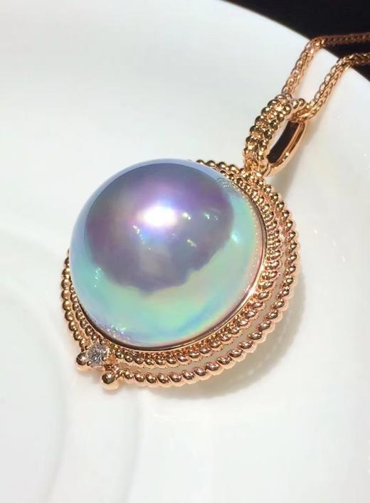 【私席真珠·新年盛宴】18K金镶钻马贝珍珠吊坠，19-20mm极品珠 商品图1