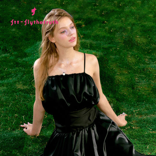 FTT FlyTheTruth  夜光曲 高冷御姐风黑色吊带裙女夏季收腰连衣裙 商品图1