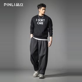 PINLI品立2026春季新款男士立体字母胶浆印花圆领套头卫衣上衣潮BG262109001