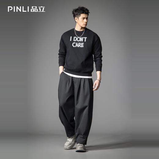 PINLI品立2026春季新款男士立体字母胶浆印花圆领套头卫衣上衣潮BG262109001 商品图0