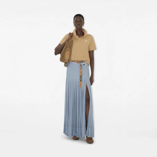 BURBERRY 巴宝莉 女士马术骑士印章刺绣棉质短袖polo衫 浅黄色 8110928 B8626 商品图2