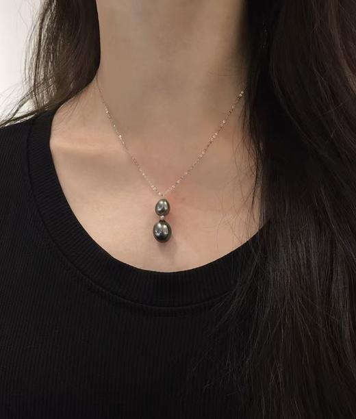 【私席真珠·新年盛宴】18k金镶大溪地黑珍珠项链 9/10mm 水滴 商品图3