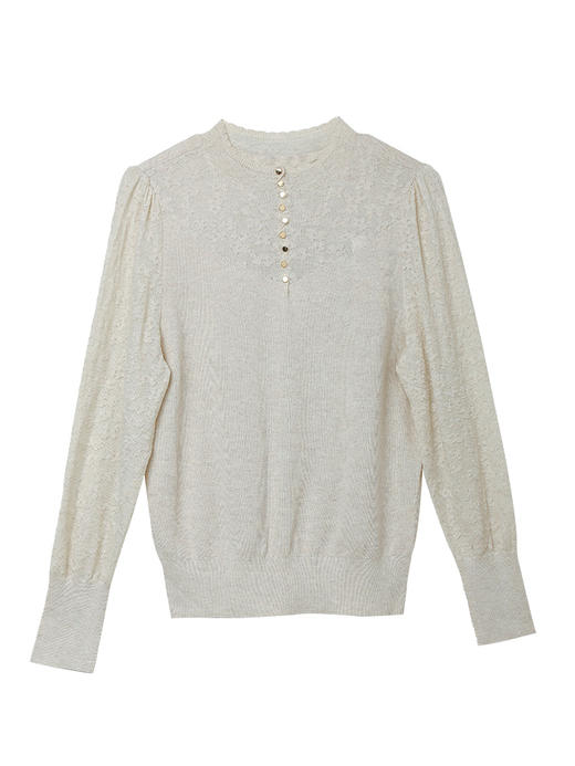 黑色半高领后背纽扣针织衫 镂空纹理修身显瘦长袖打底衫 秋冬通勤温柔气质内搭上衣 商品图0