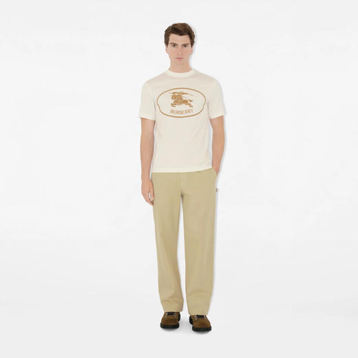 BURBERRY 巴宝莉 男士马术骑士徽章印花棉质圆领短袖T恤 白色 8110112  B7078 商品图2