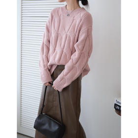 【烟雾粉麻花毛衣】温柔显白的云雾粉 软糯亲肤保暖 自上而下的绞花工艺