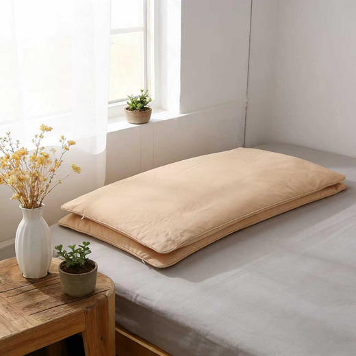  素道荞麦壳枕头 | 77*50cm 高度10-15cm 棕色 有机彩棉面料 枕套可拆卸 隐形拉链 柔软亲肤 商品图1