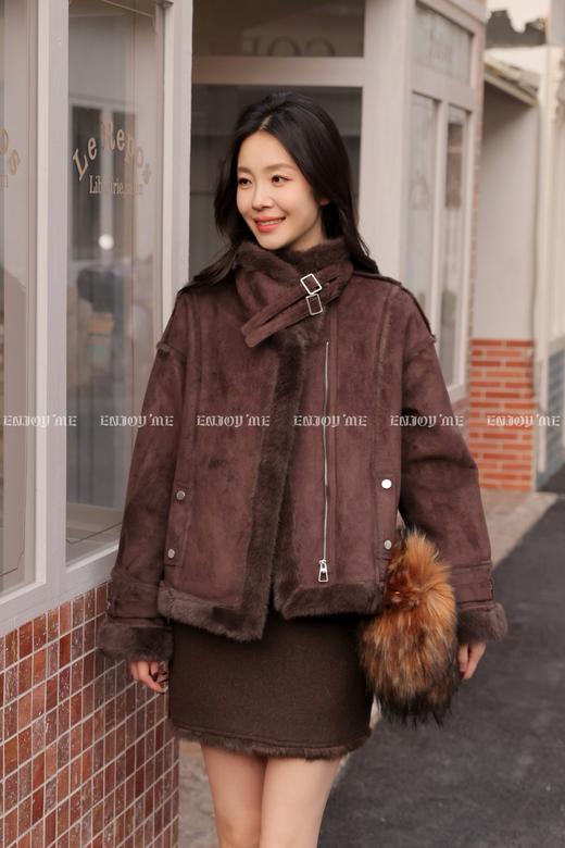 【门店同款】ENJOY冬季“暖冬知性”立领扣袢毛毛外套 169094233 商品图5