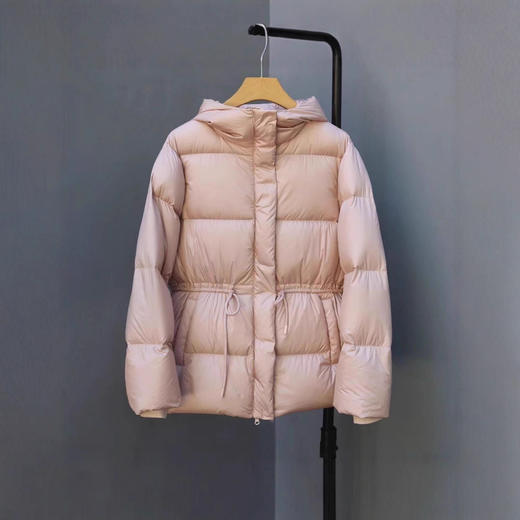 丁摩 羽绒服女中款厚款收腰白鸭绒连帽泡芙面包服中长款2405 商品图0