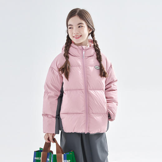 cicochild25年冬季新款亲子中大童拼色连帽羽绒服防钻绒保暖外套 商品图4