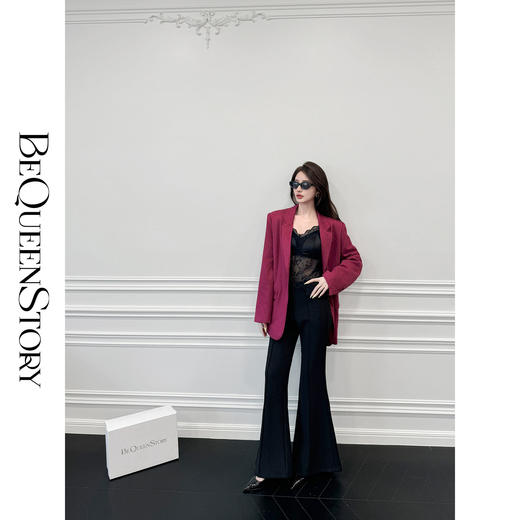 【年终福利，不退不换】【风度剪裁】时尚精致珠边线包心扣工艺休闲喇叭裤 商品图4