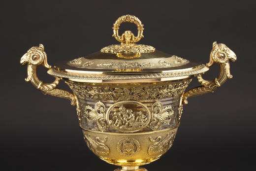 独角鹿西洋古董19世纪法国Martin Guillaume Biennais & Charles Cahier联合签名出品帝政风格古典神话主题银鎏金精雕糖果/冰淇淋樽套件 商品图6