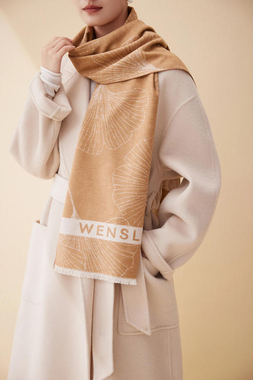 万事利 好事成双 【杏运满满】礼盒两条装 蚕丝丝绒围巾保暖外搭送礼自用 商品图0