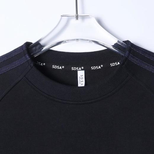 26WY26SDSA男士秋冬新款痞帅男装韩版拼接下摆松紧圆领长袖T恤百搭时尚 商品图2