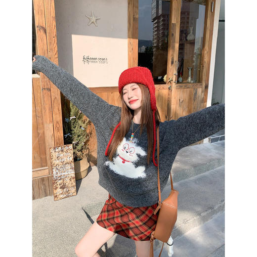 <曾小咸推荐>2.13现货秒杀 ！微信超特价！小狗印花毛衣 日常199.99 立减110 秒杀89.99！！格子半身裙 日常139.99 立减70 秒杀69.99！！ 商品图1