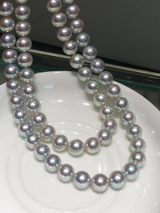 【私席真珠·新年盛宴】极光蓝玫瑰珠王Akoya珍珠项链 ，圆，极微瑕，珠光超亮，（带真科研Blue Rose大证书） 商品图3