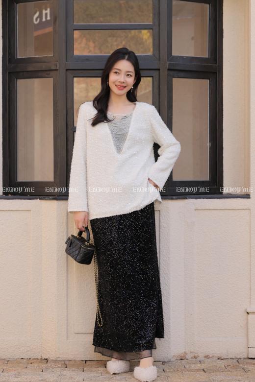 【门店同款】ENJOY冬季“相聚时刻”亮片拼接网纱长半裙 168898854 商品图3